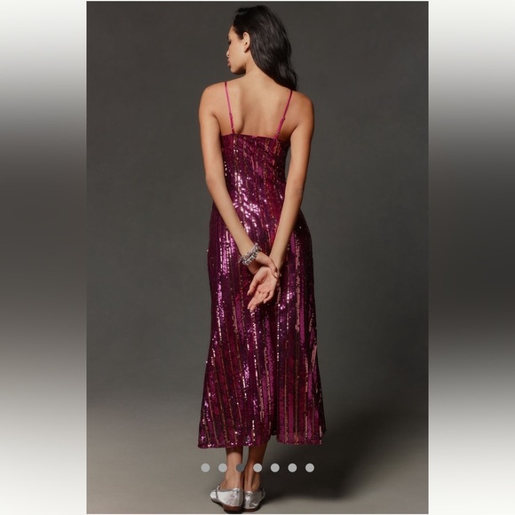 Anthropologie NWT Maeve Sleeveless Sequin Stripe Midi Dress size XS. - Picture 3 of 16